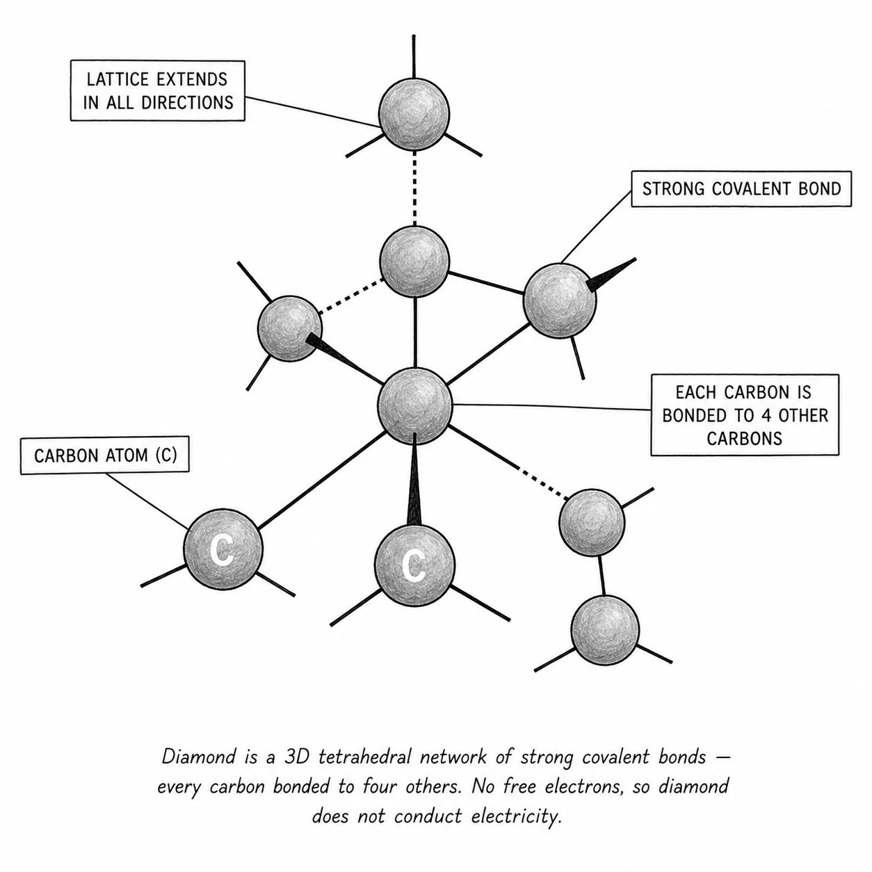 Tetrahedral 3D network structure of diamond